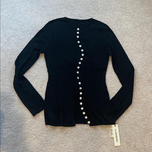 Commense Black Asymmetrical Button Top - Picture 5 of 9